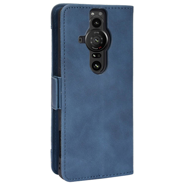 Sony Xperia Pro-i:lle pudotusta kestävä magneettikiinnitteinen läppäkotelo, useita korttipaikkoja, lompakkoteline, PU-nahkainen puhelinkotelo Blue
