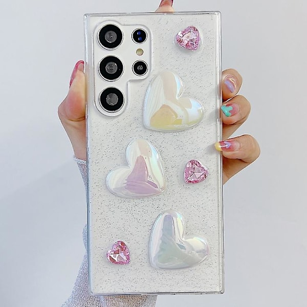 For Samsung Galaxy A12 Love Epoxy Tpu Beskyttende Etui Pink