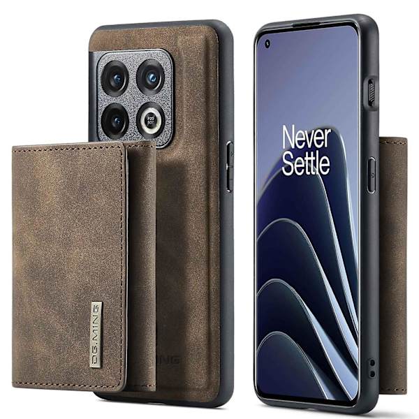 Dg.ming M1-serie til Oneplus 10 Pro 5g Magnetisk adsorption 2-i-1 pung Pc+tpu+pu læder telefon drop-proof etui med kickstand Coffee