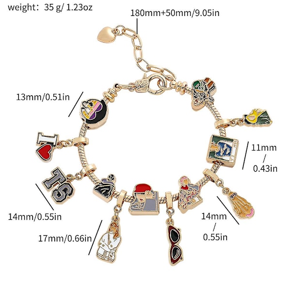 Womens Girls Taylor Swift Impression Armband Sångare Album Tema Charm Pendent Armband Smycken Gåvor B