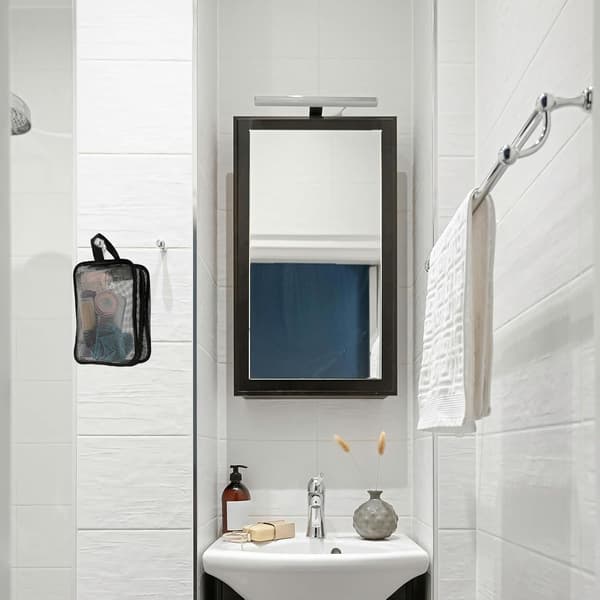 Mesh Bruseopbevaringspose, Toilet taske Brusepose Sort Bærbar Rektangulær Badeværelse Rejseopbevaringspose (Medium)