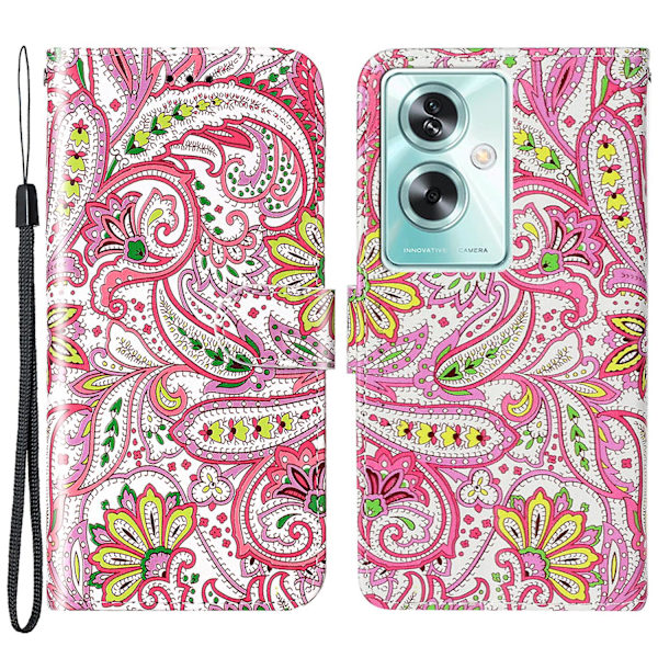 Fodral i PU-läder + TPU med mönstertryck till Oppo A79 5g / A2 5g, plånboksfodral med stativ Flower