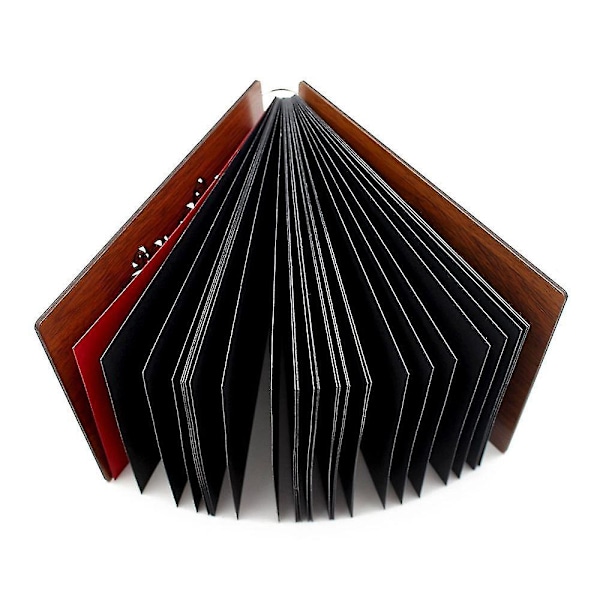Diy fotoalbum i trä med omslag, årsdagsskrapsbok 8 x 6 tum, självhäftande fotoalbum med svart