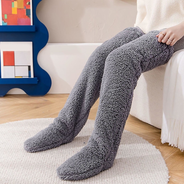 Snugglepaws Sock Slippers, Snugglepaws Long Socks, Snugglepaws Socks Womens Fuzzy Fluffy Cozy Warm Super Soft Slipper Socks darkgray