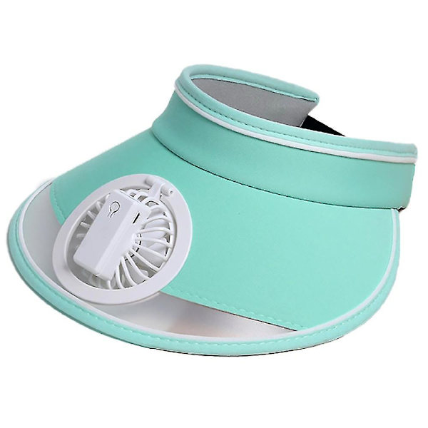 Solskyggehatte med ventilator - tre hastigheder USB genopladelig, solbeskyttende solhat til kvinder/mænd/børn, justerbar spændestrop solhat juni 6.15 Green