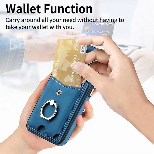 For Samsung Galaxy S23 Ultra 5g Galvanisering Skin-feel Lær Ring Kortlomme Mobiltelefon Deksel Blue