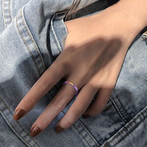 Fashion Contracted 2MM Fine Hand Polished Women's Tail Ring Couple Ring