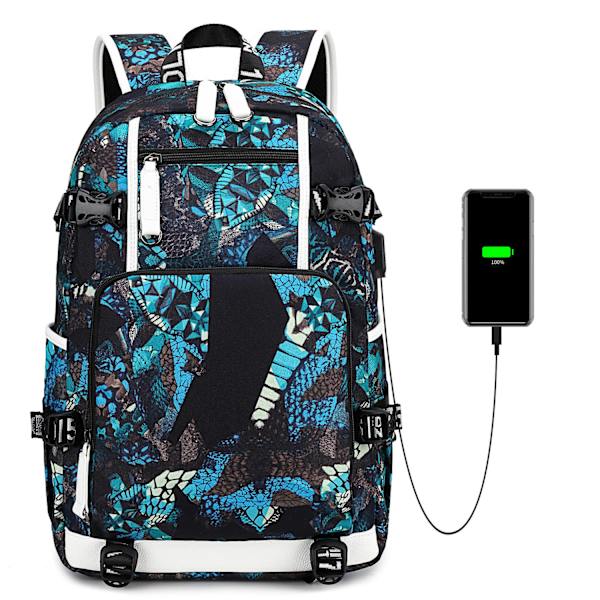 Rygsæk Drenge Mellemtrin Skole Taske Trykt Vandresistent Computer Taske Udendørs Vandreture Rygsæk printed blue