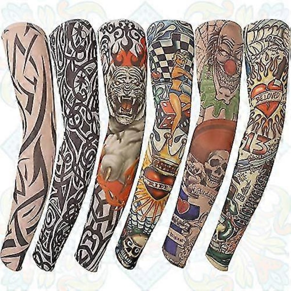 6 kpl Muoti Nylon Valetatuointi Hihat Käsivarsi Sukat Halloween Tatuointi Pehmeä Miehille Naisille