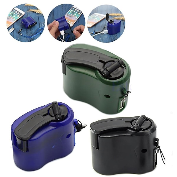 Håndsving-oplader Mini Kompakt Manuel Generator Mobiltelefon Nødoplader Usb-oplader green