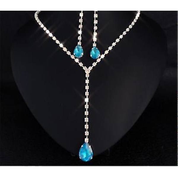 Jewelry sets rhinestone long pendant full crystal silver plated necklace earrings elegant