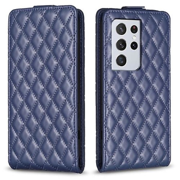 For Samsung Galaxy S21 Ultra 5g Diamantgitter Vertikal Flip Læder Mobiltelefon Etui Blue