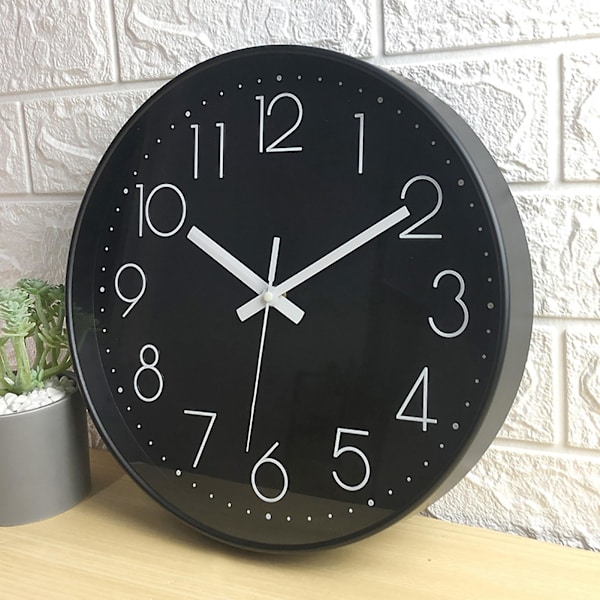 10 tuuman seinäkello pyöreä ripustettava äänetön 3D-numero tarkka sumunestopeilipintainen kvartsikello kotitaloustarvikkeet KAESI Rose Gold - Black