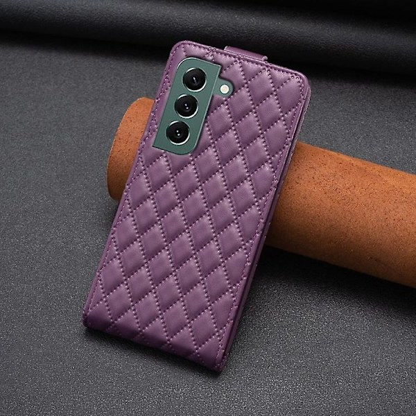 For Samsung Galaxy S21 5g Diamond Lattice Vertical Flip Leather Mobile Phone Case Dark Purple