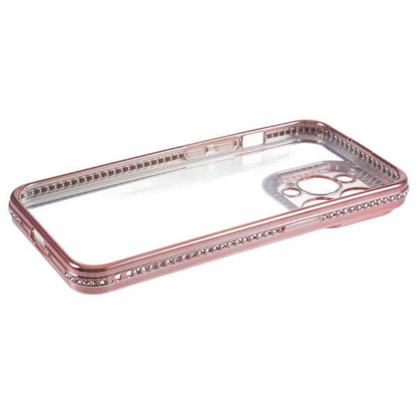 For iPhone 14 Pro Max Telefondeksel Rhinestones Dekor TPU Anti-Scratch Deksel Rose Gold