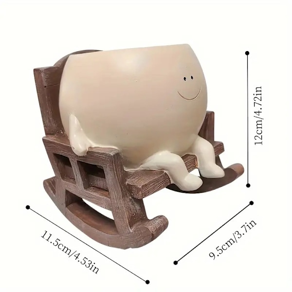 Söpö hymyilevä sarjakuva kukkaruukku - sopii sisä- ja ulkokasveille, säänkestävä ja kestävä Rocking chair