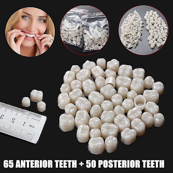 115 stk. Resin Dental Midlertidig Krone Forreste Fortænder & Bagerste Kindtand Molar Tænder Kit Front teeth 1 pack