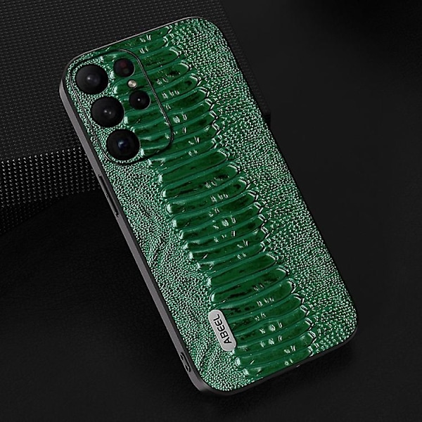 For Samsung Galaxy S23 Ultra 5g Abeel Ægte Læder Weilai Serie Mobiltelefon Etui Green