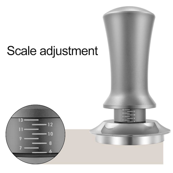 Espresso-tamperi vaa'alla, jousikuormitteinen, automaattinen palautus, litteä pohja, irrotettava 51/53/58mm kahvipo Silver Gray 53mm