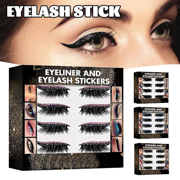 Farverige Eyeliner Øjenvipper Stickers Selvhæftende Falske Øjenvipper Kunstige Forlængelses Øjenvipper purple