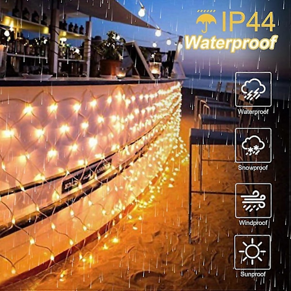 192 Lys 3m*2m Udendørs Have Park Vandafvisende Dekorative Lysstreng Led Netlys Fiskenetlys Juledekorationer hy