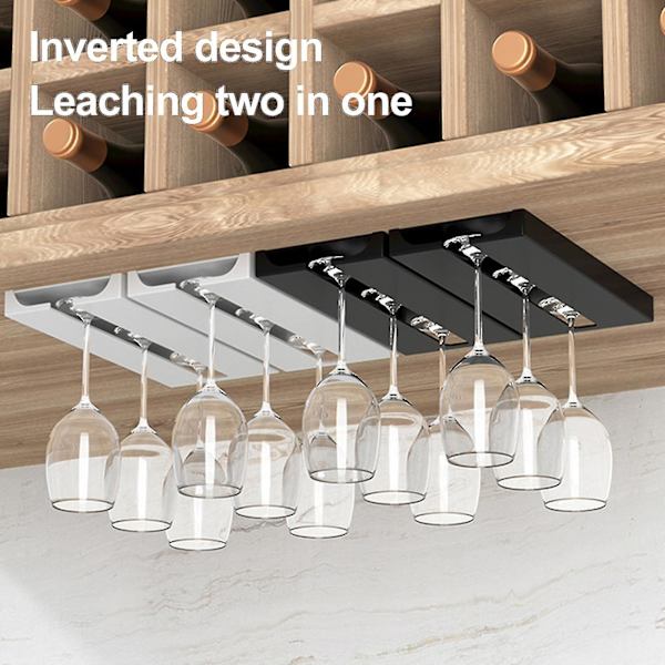 Viinilasihylly, ei porausta viinilasi pidike kaapin alle, ripustettava lasiteline järjestäjä ripustin baarikaappiin keittiöön 2pcs White