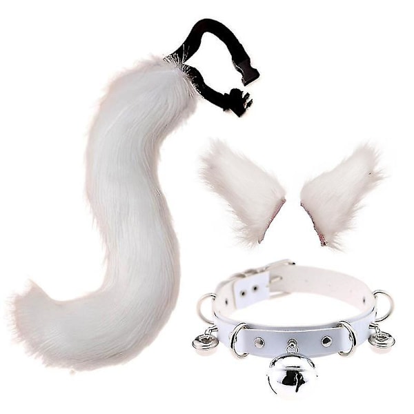 Wolf Fox Tail Cosplay Costume, Faux Fur Hair Clip Headdress For Halloween