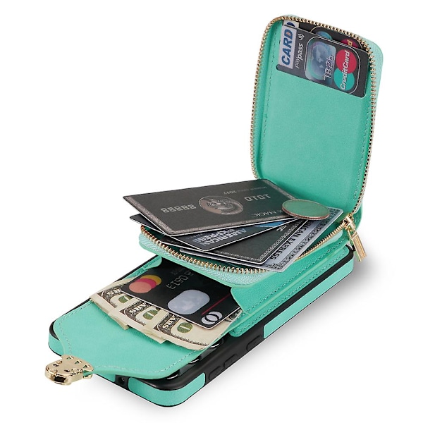 Samsung Galaxy S24+ Fodral i PU-läder + TPU-kickstand med axelrem Mint Green
