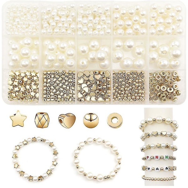 720 Pearls Abs Round Pearl Beads Resin Rhinestone Bakery Smycketillverkningssats