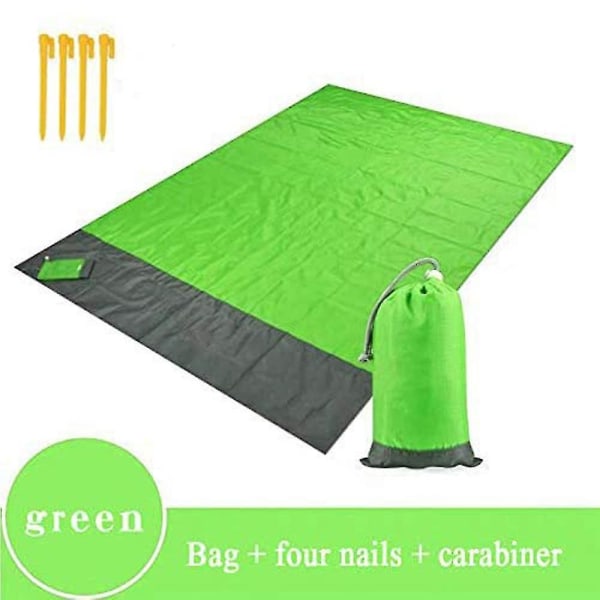 210cm x 200cm Strandmåtte, Multi-usage Bærbar Vandtæt Foldbar Måtte Med Opbevaringspose Til Camping Udflugt Strand Udendørs Aktivitet Juni 6.15 Green