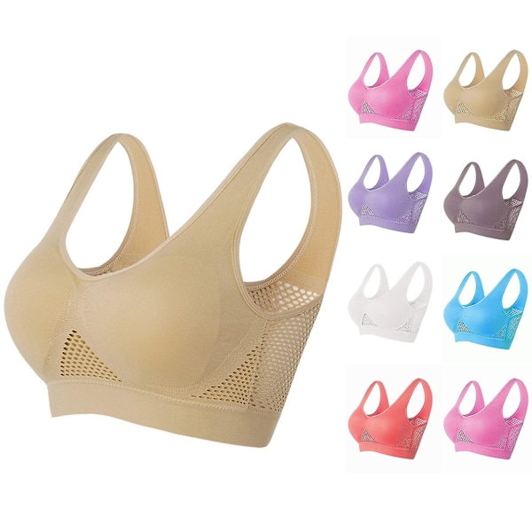 Åndbar Cool Liftup Air Bra, 2024 Ny Stor Størrelse Air Bra Åndbar og Komfortabel Mesh Sports BH til Kvinder -GSL Lake Blue 2XL