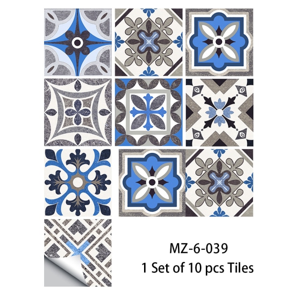 Retro stil grå kakel mönster matt golv klistermärken kök kakel bordsskiva renovering vattentät vägg klistermärken (20cm x 20cm) 39