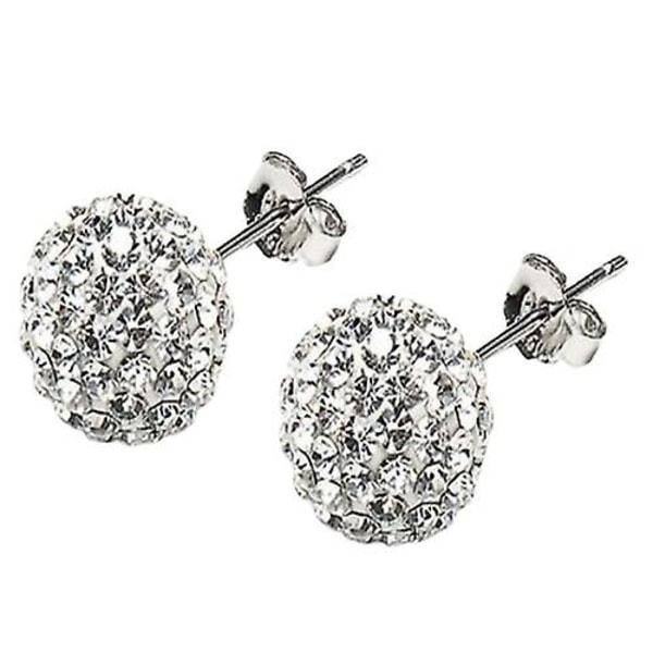 1 Pair Of Silver Sparkling Earrings - 10mm Silver