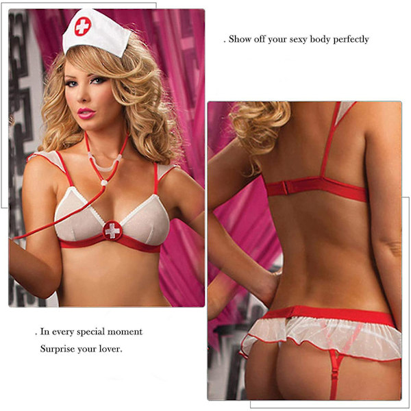 Sexy Sygeplejerske Uniform Natklub Party Cosplay Bryllupsrejse Kostume Pyjamas L color