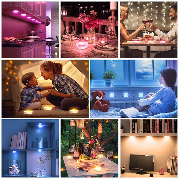 13 väriä RGB langaton kaukosäädin kosketus yövalo keittiön kaapin valo paristokäyttöinen LED-kiekkovalo 3 lights and one remote control set