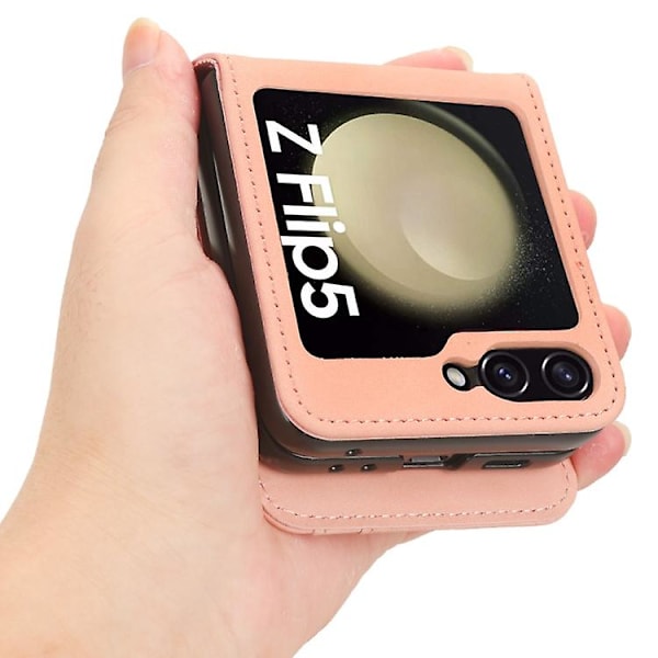 För Samsung Galaxy Z Flip5 5g Skin-feeling Halvsplit Extern Kortplats Fällbar Mobiltelefonfodral Pink