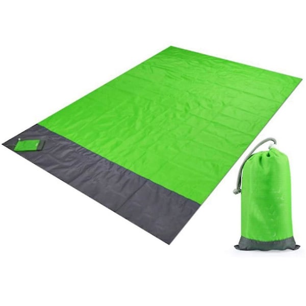 210cm X 200cm Strandmatta, Multifunktionell Bärbar Vattentät Fällbar Matta Med Förvaringsväska För Camping Utflykt Strand Utomhusaktivitet Juni 6.15 Green