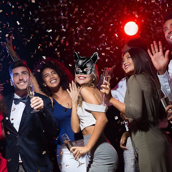 Halloween festdrakt Svart halv ansikts sexy Catwoman hode