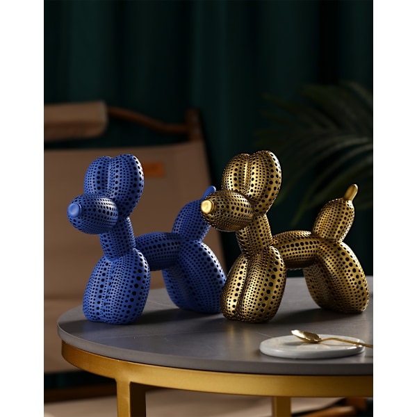 Yaya Kusama Ballonghund Staty Polka Dot Konst Ballonghund Skulptur Djurfigur Dekoration Kontor Hem Inredning blue