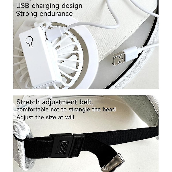 Solskyggehatte med ventilator - tre hastigheder USB genopladelig, solbeskyttende solhat til kvinder/mænd/børn, justerbar spændestrop solhat juni 6.15 Green
