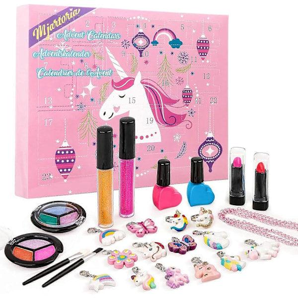 Julekalender med nedtelling - Blindboks - Prinsesse-antrekk - Jentetilbehør - DIY-sett - Lekegave Unicorn Cosmetics