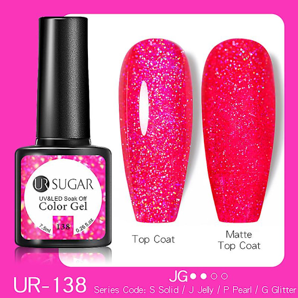 UR SUGAR 15ml forlengelse neglelakk kamuflasje naken rosa semi permanent UV hard gel negler finger forlenge akryl lakk UR-138