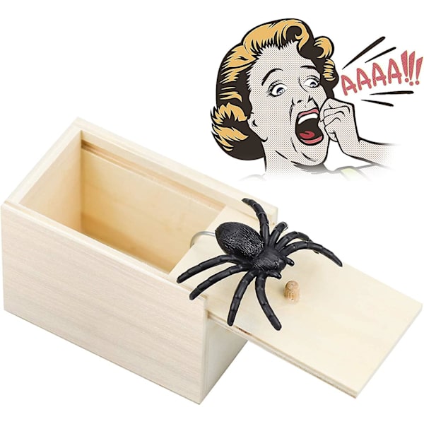 1 stk. Edderkopp Prank Box Edderkopp I Boks Tre Prank Edderkopp Skremme Boks For Barn Voksne Fest Gjenstander Gaver