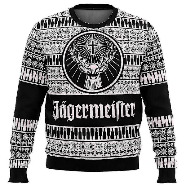 Bebetter Jagermeister Stygg Julgenser Pullover Menn 3D Genser Topper Høst Og Vinter Klær XL 2