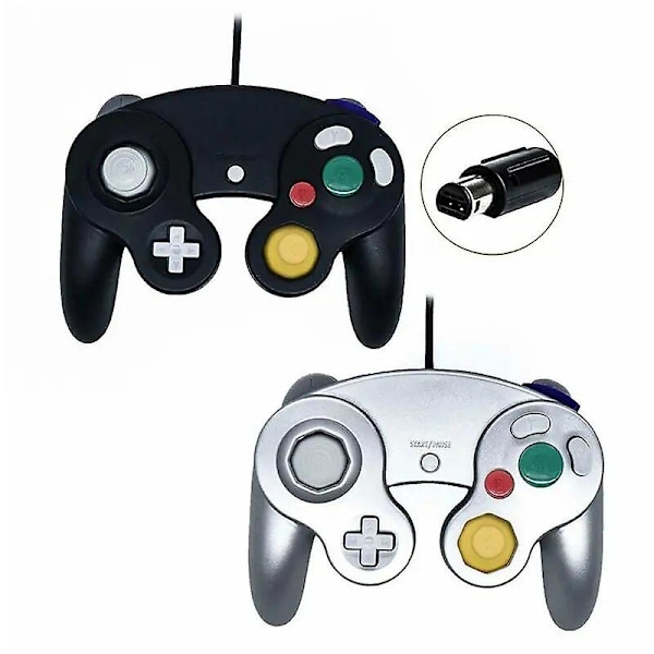 Kablet gamepad for Ngc Gc-spill for Gamecube-kontroller for Wii & wiiu Gamecube for joystick joypad spilltilbehør spillkontrollere Silver 1PCS