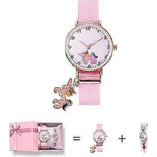 Unicorn Watch Girls Watch Pink Nylon Band Analog Wrist Watch Unicorn Gifts