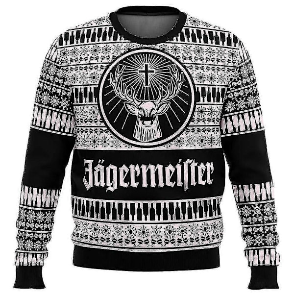 Bebetter Jagermeister Ful Jultröja Pullover Herr 3D Tröja Toppar Höst Och Vinter 5XL 2