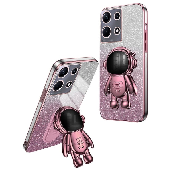 Til Transsion Infinix Note 30 VIP 5G Etui Kickstand Elektroplettering PC+TPU Telefon Cover Pink