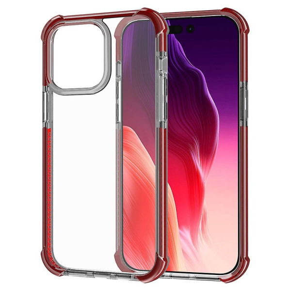 Til Iphone 15 Pro Max Fire Hjørne Stødsikkert Telefon Etui Tpu + Akryl Transparent Cover Grey Wine Red