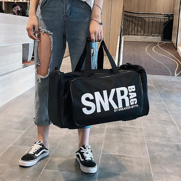 Ryggsäck förvaring resväska sport gym väska basketboll väska stor kapacitet bagage väska White logo